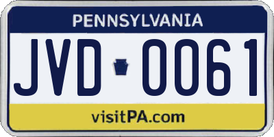 PA license plate JVD0061