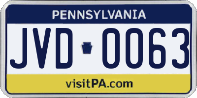 PA license plate JVD0063