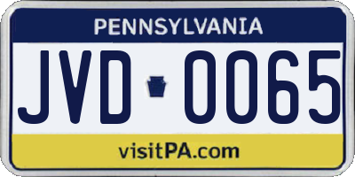 PA license plate JVD0065