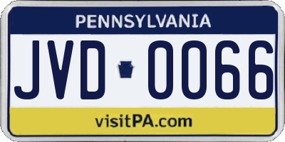 PA license plate JVD0066