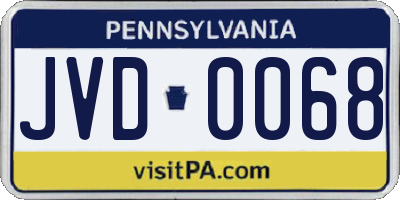 PA license plate JVD0068