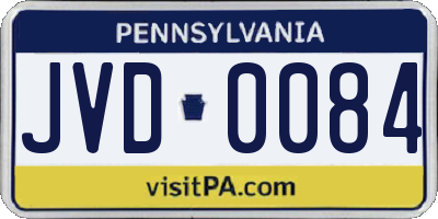 PA license plate JVD0084