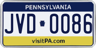 PA license plate JVD0086