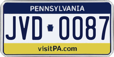PA license plate JVD0087