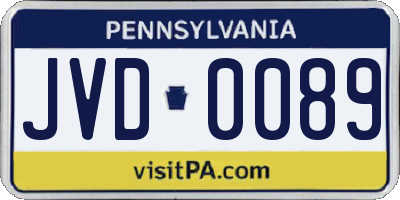 PA license plate JVD0089