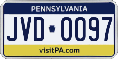 PA license plate JVD0097