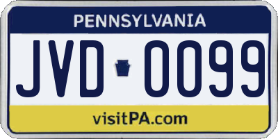 PA license plate JVD0099
