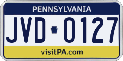 PA license plate JVD0127