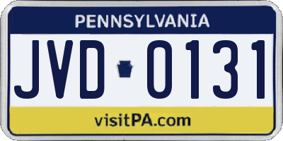 PA license plate JVD0131
