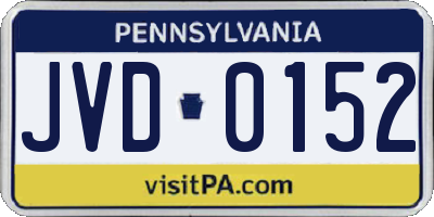 PA license plate JVD0152