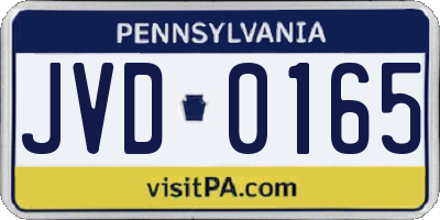 PA license plate JVD0165