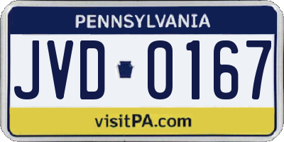 PA license plate JVD0167