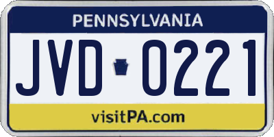 PA license plate JVD0221