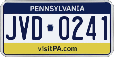 PA license plate JVD0241