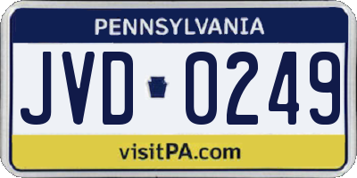 PA license plate JVD0249