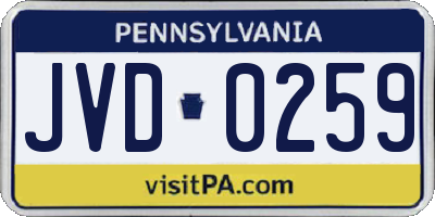 PA license plate JVD0259