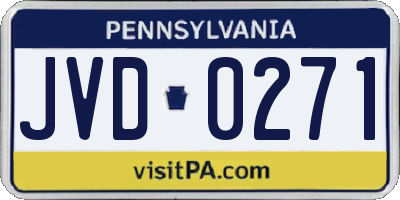 PA license plate JVD0271