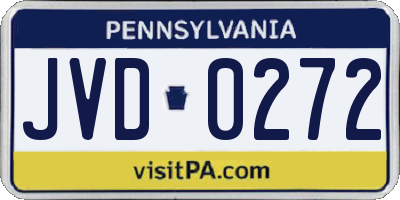 PA license plate JVD0272