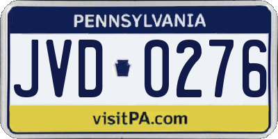 PA license plate JVD0276