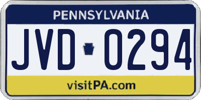 PA license plate JVD0294