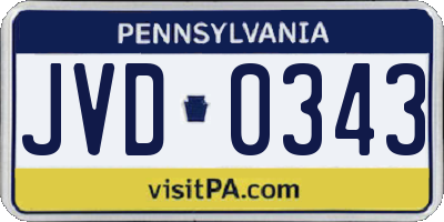PA license plate JVD0343