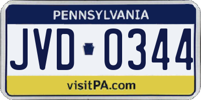 PA license plate JVD0344