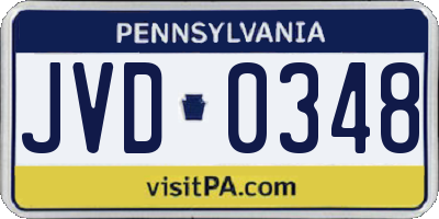 PA license plate JVD0348