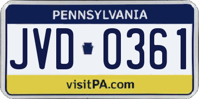 PA license plate JVD0361