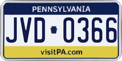 PA license plate JVD0366