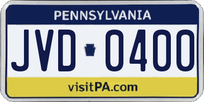 PA license plate JVD0400