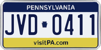 PA license plate JVD0411
