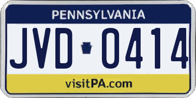 PA license plate JVD0414
