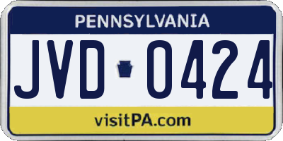 PA license plate JVD0424