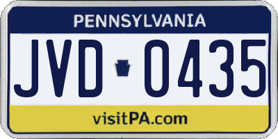 PA license plate JVD0435