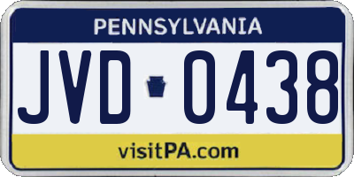 PA license plate JVD0438