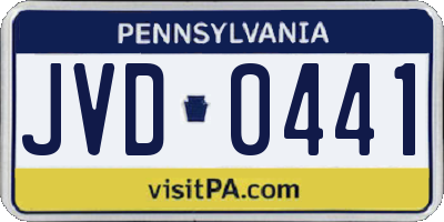PA license plate JVD0441
