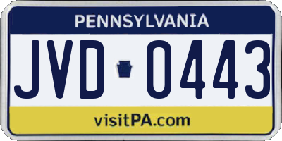 PA license plate JVD0443