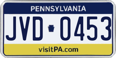 PA license plate JVD0453