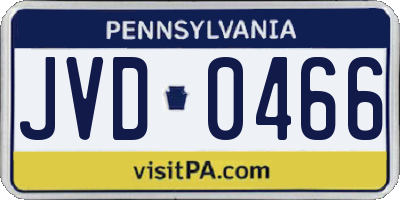 PA license plate JVD0466