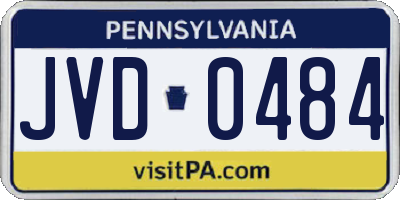 PA license plate JVD0484