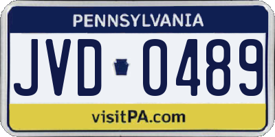PA license plate JVD0489