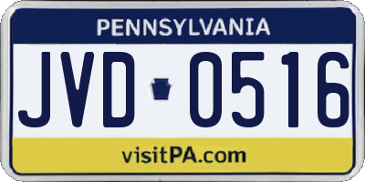 PA license plate JVD0516