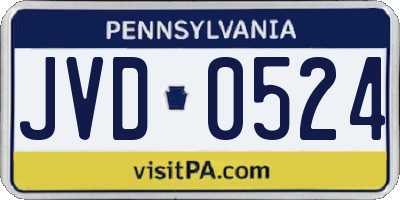 PA license plate JVD0524