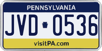 PA license plate JVD0536