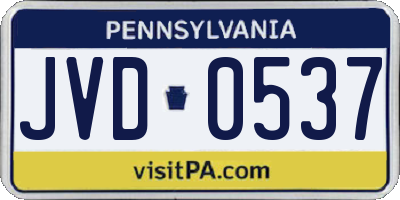 PA license plate JVD0537