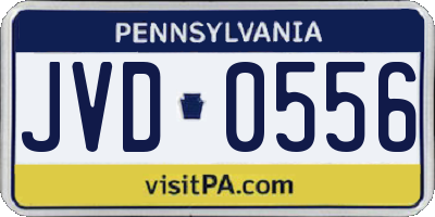 PA license plate JVD0556