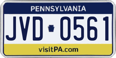 PA license plate JVD0561