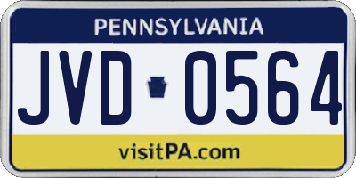 PA license plate JVD0564