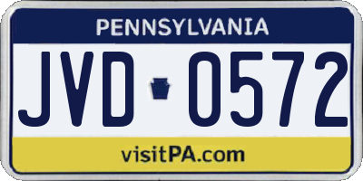 PA license plate JVD0572