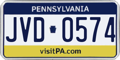 PA license plate JVD0574